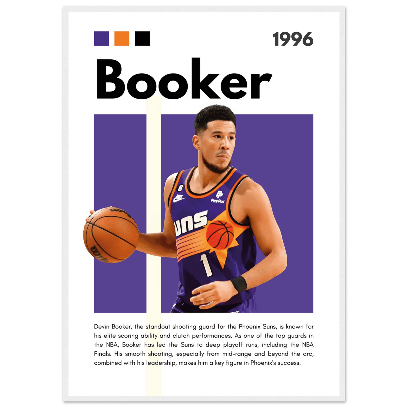 Devin Booker Phoenix Suns Modern Art Print - Vibrantwalls