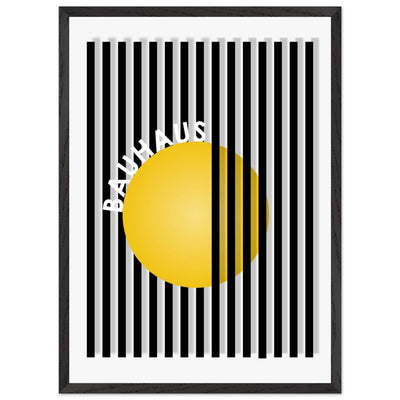 Bauhaus Yellow Circle Wall Art with Modern Stripes - Vibrantwalls