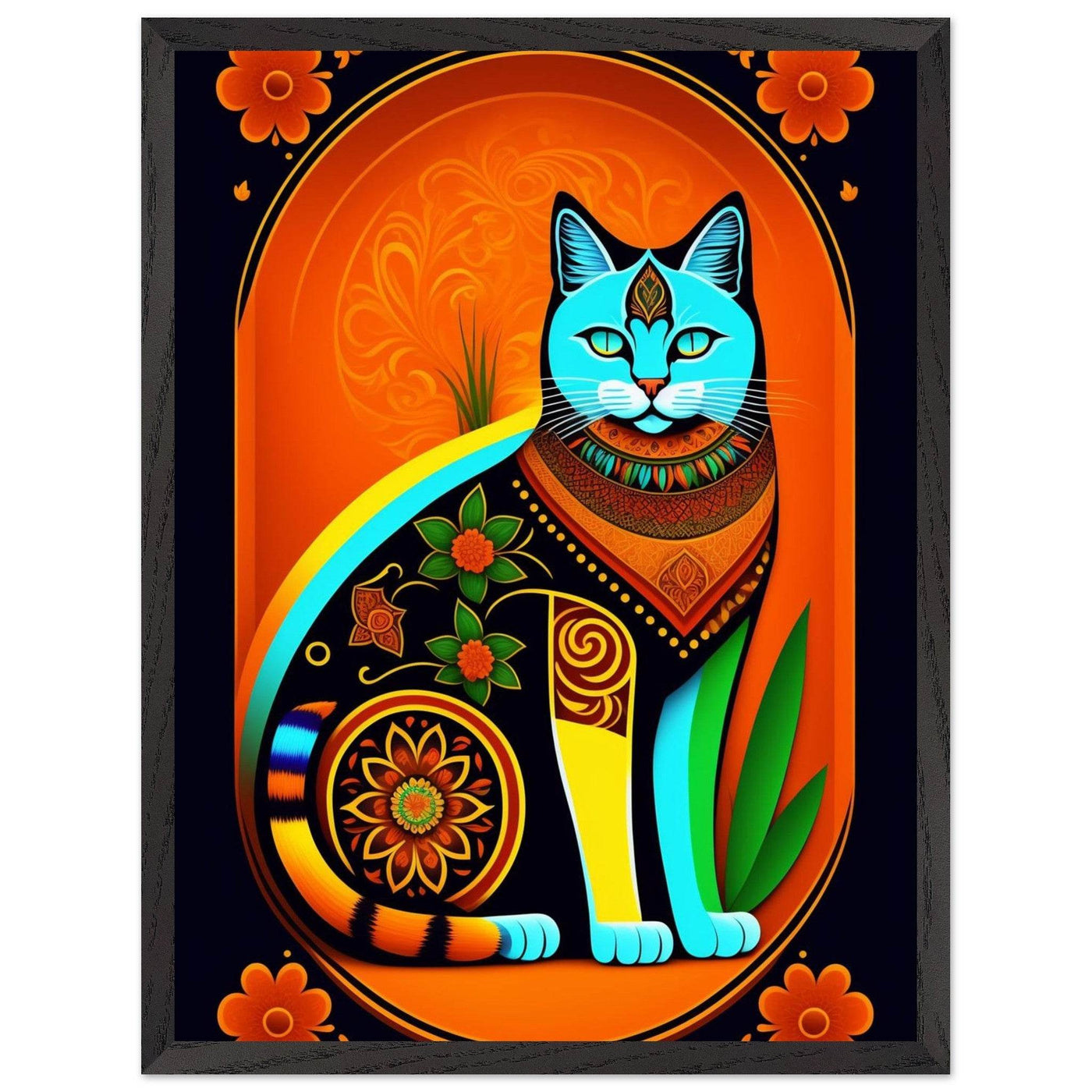 Boho Chic Cat Art - Vibrantwalls