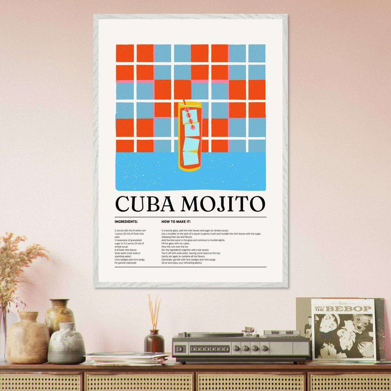 Cuba Mojito Cocktail Recipe Wall Art - Vibrantwalls