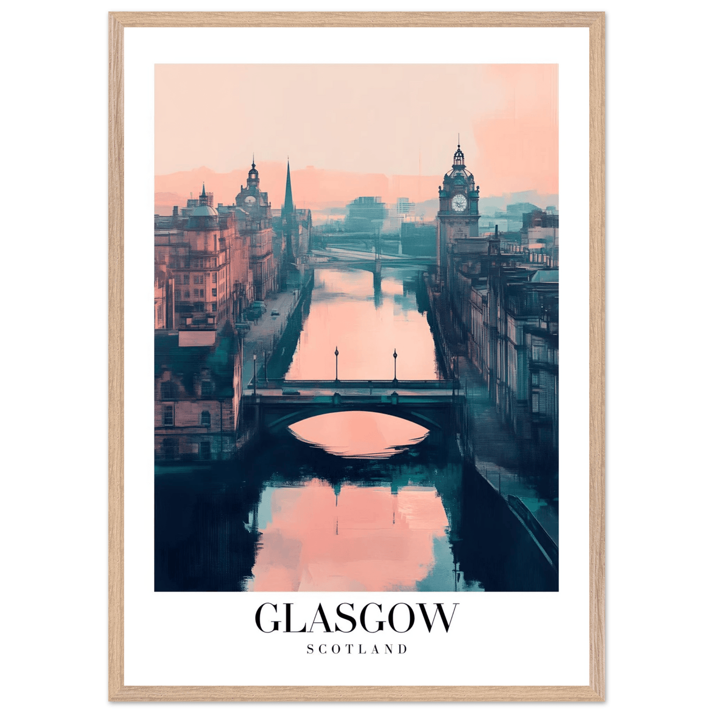 Glasgow Scotland Framed Poster – Atmospheric Cityscape Wall Art with Customizable Wooden Frame - Vibrantwalls