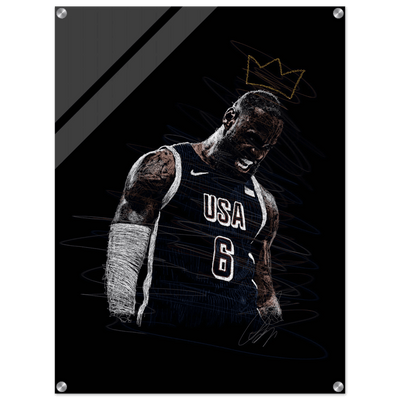 LeBron James 'King' Sketch Acrylic Print – Dynamic, Modern Sports Wall Art in Multiple Sizes - Vibrantwalls