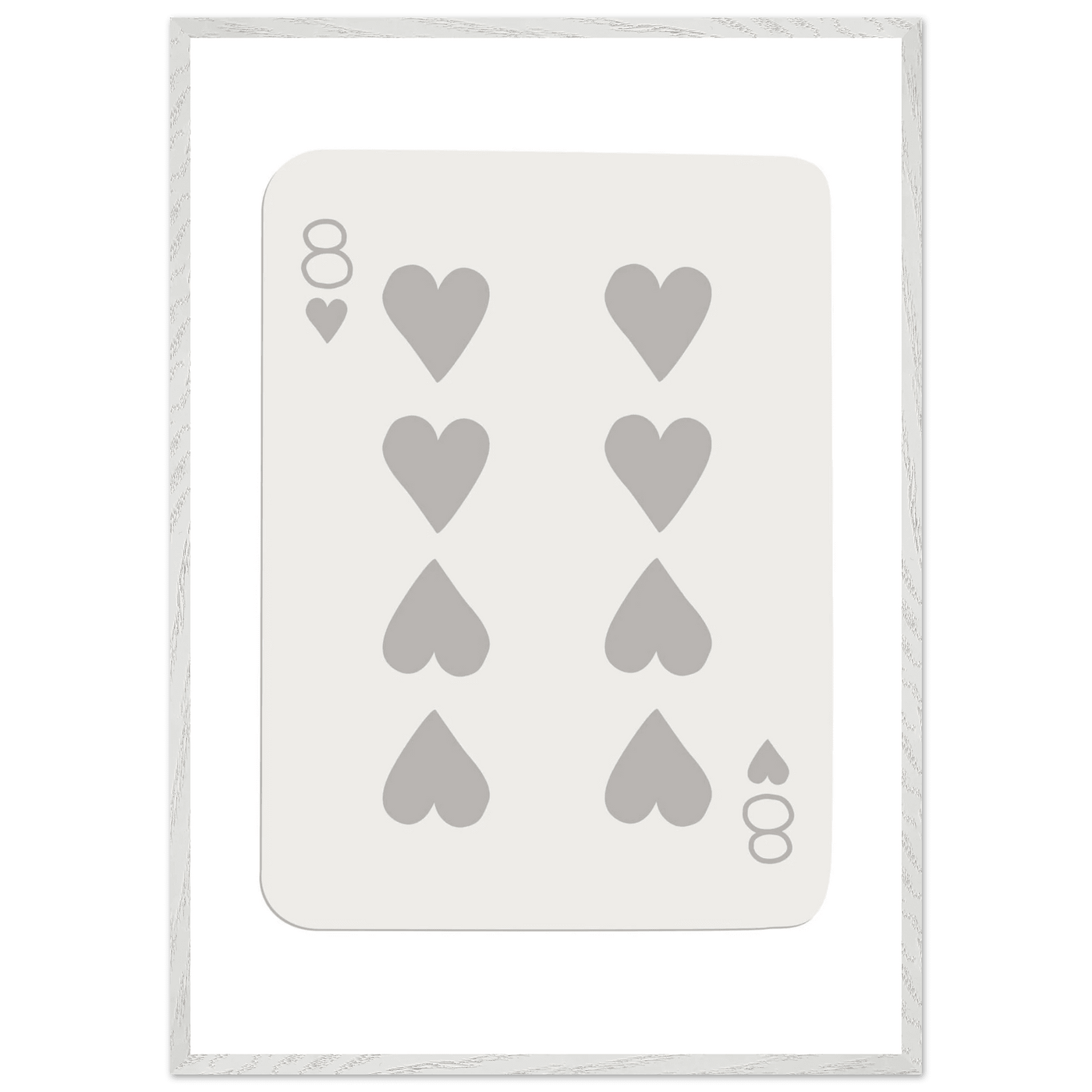 Minimalist Eight of Hearts Poker Card Print - Mounted Framed Eco-Friendly Wood Art - Vibrantwalls