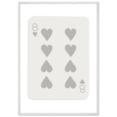 Minimalist Eight of Hearts Poker Card Print - Mounted Framed Eco-Friendly Wood Art - Vibrantwalls