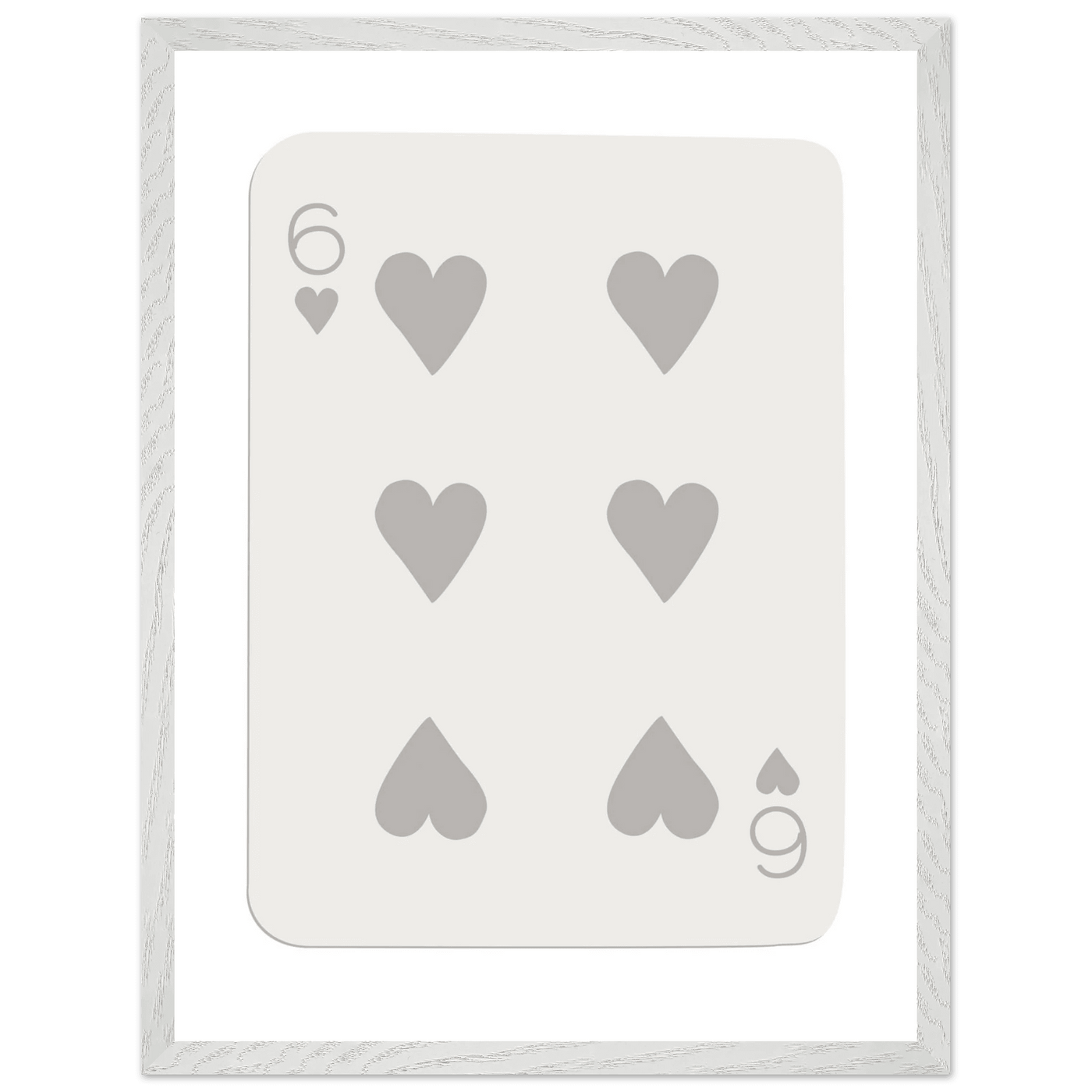 Minimalist Six of Hearts Card Print - Framed Poster Art with Eco-Friendly Wood Frame - Perfect for Modern Decor - Vibrantwalls