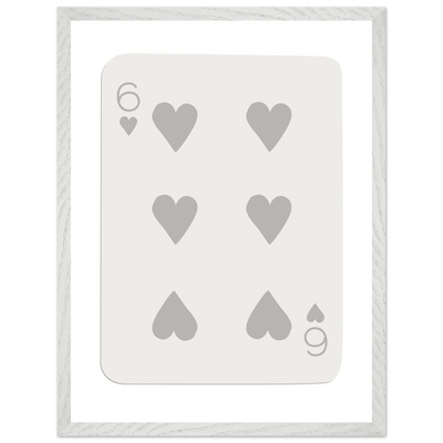 Minimalist Six of Hearts Card Print - Framed Poster Art with Eco-Friendly Wood Frame - Perfect for Modern Decor - Vibrantwalls