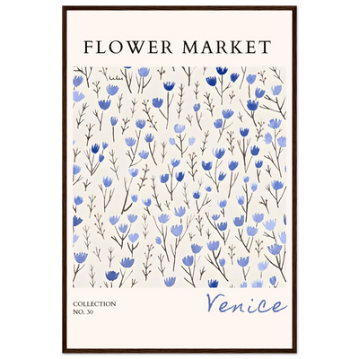 Venice Flower Market Framed Poster – Serene Blue Floral Art Print | Ready-to-Hang Wall Decor - Vibrantwalls