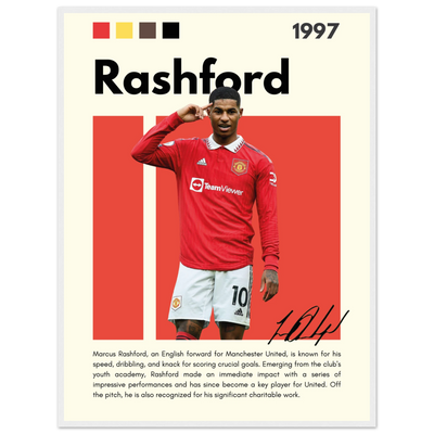 Marcus Rashford Manchester United Soccer Framed Poster – Iconic Red Devil Art Print 60x80 cm 24x32″ White frame Vibrantwalls