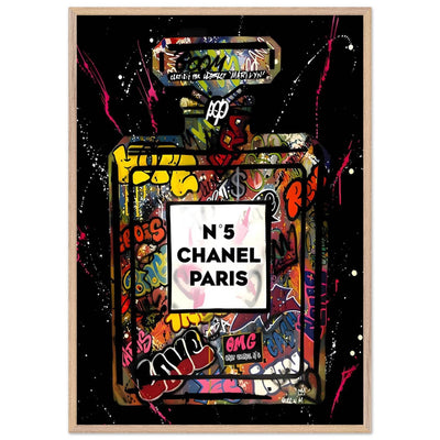 Coco Mademoiselle Chanel Perfume Pop Art Graffiti Print - Iconic Scent, Street Style Art Piece in Your Choice of Frame - Vibrantwalls