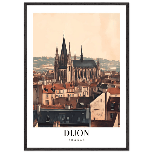 Dijon France Framed Poster – Vintage European Cityscape Wall Art with Wooden Frame - Vibrantwalls