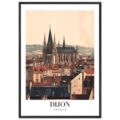 Dijon France Framed Poster – Vintage European Cityscape Wall Art with Wooden Frame - Vibrantwalls
