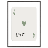 Lucky You Ace of Hearts Print - Botanical Green Framed Poster Art, Eco-Friendly Wood Frame & Choice of Finish - Vibrantwalls
