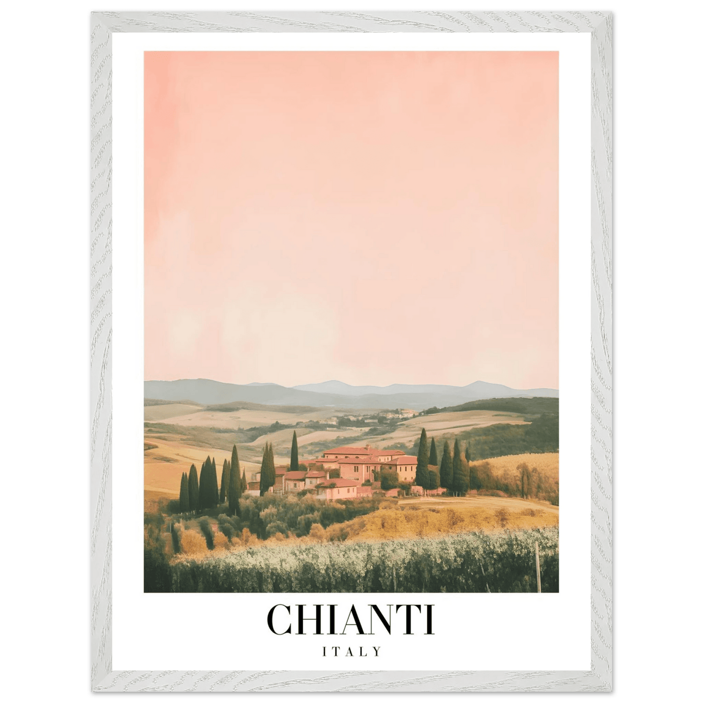 Chianti, Italy Framed Poster – Vintage Tuscan Countryside Wall Art with Customizable Wooden Frame - Vibrantwalls