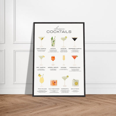 Classic Cocktails Bar Cart Guide - Vibrantwalls