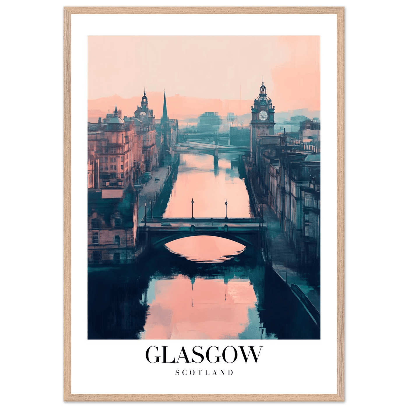Glasgow Scotland Framed Poster – Atmospheric Cityscape Wall Art with Customizable Wooden Frame - Vibrantwalls