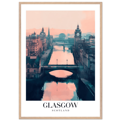 Glasgow Scotland Framed Poster – Atmospheric Cityscape Wall Art with Customizable Wooden Frame - Vibrantwalls