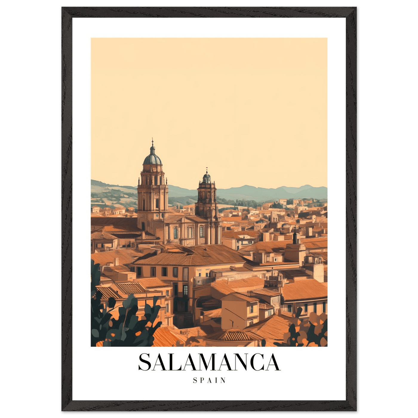 Salamanca Spain Framed Poster – Warm Hues Vintage Travel Wall Art with Wooden Frame - Vibrantwalls