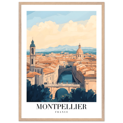 Montpellier France Framed Poster – Vintage Travel Wall Art with Wooden Frame - Vibrantwalls