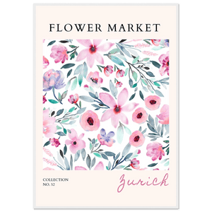 Flower Market Zurich Watercolor Framed Poster – Pastel Floral Art Print | Ready-to-Hang Wall Decor - Vibrantwalls
