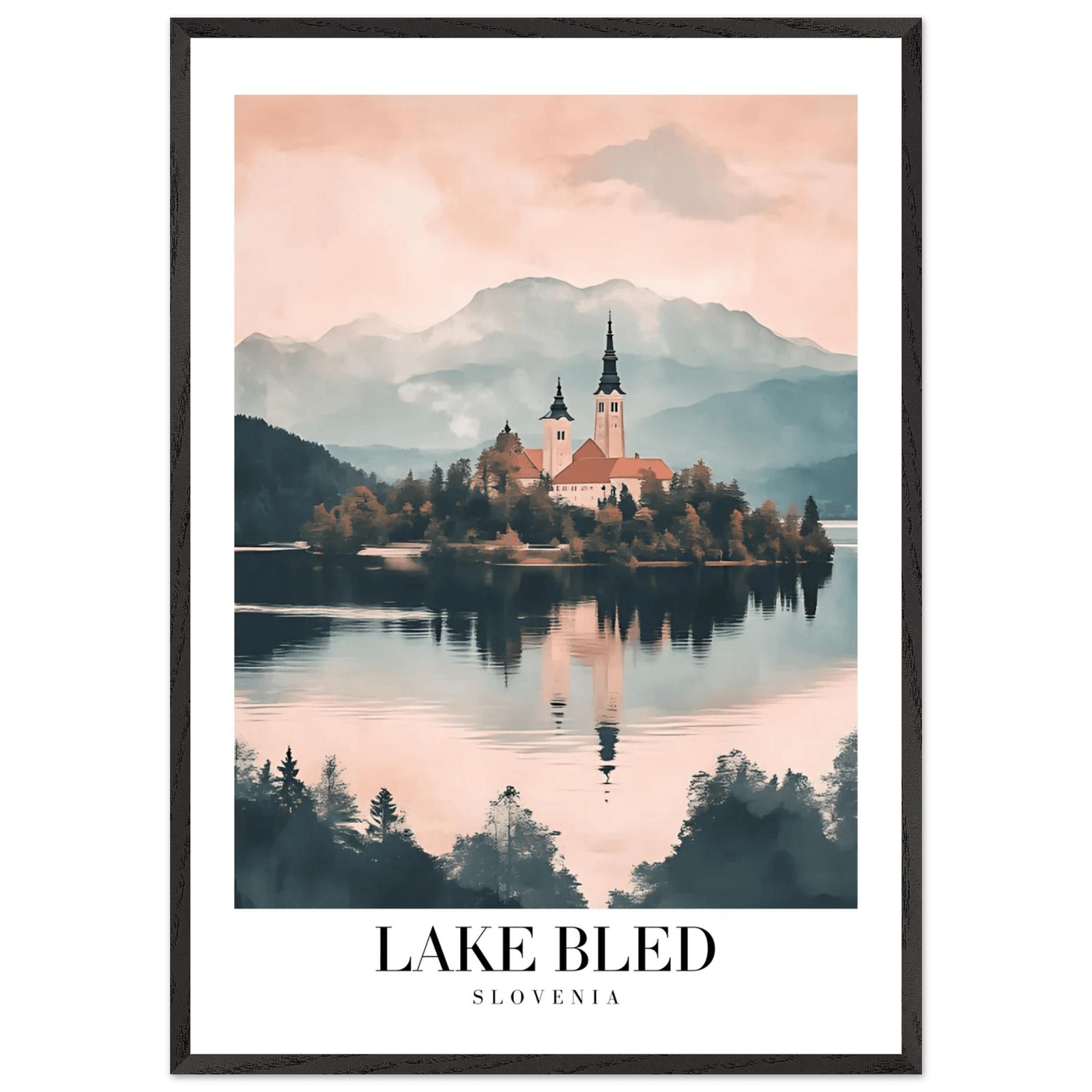 Lake Bled Slovenia Framed Poster – Serene Lakeside Wall Art with Wooden Frame - Vibrantwalls