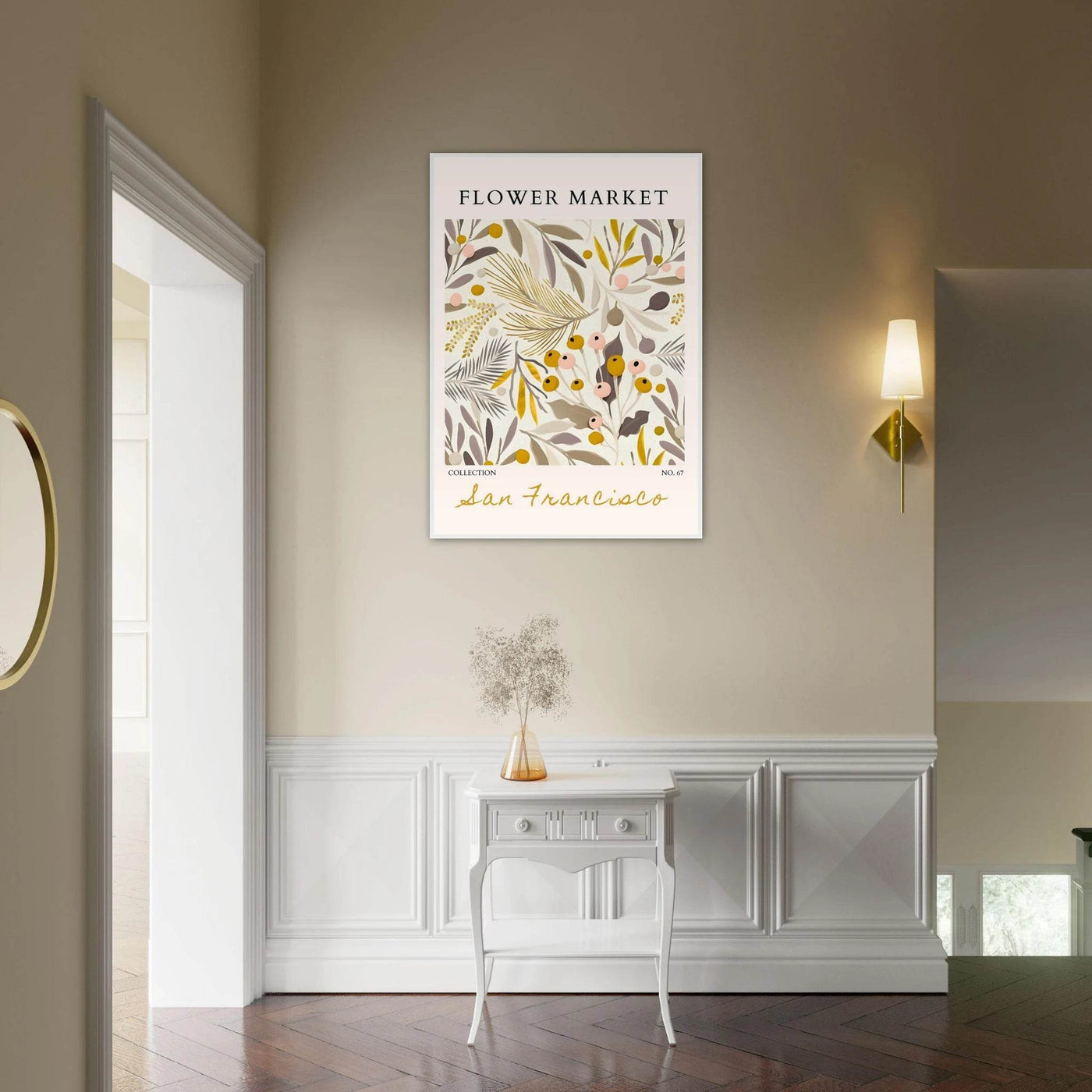 San Francisco Flower Market Collection Framed Poster – Botanical Golden Hues & Abstract Art Prints | Ready-to-Hang - Vibrantwalls