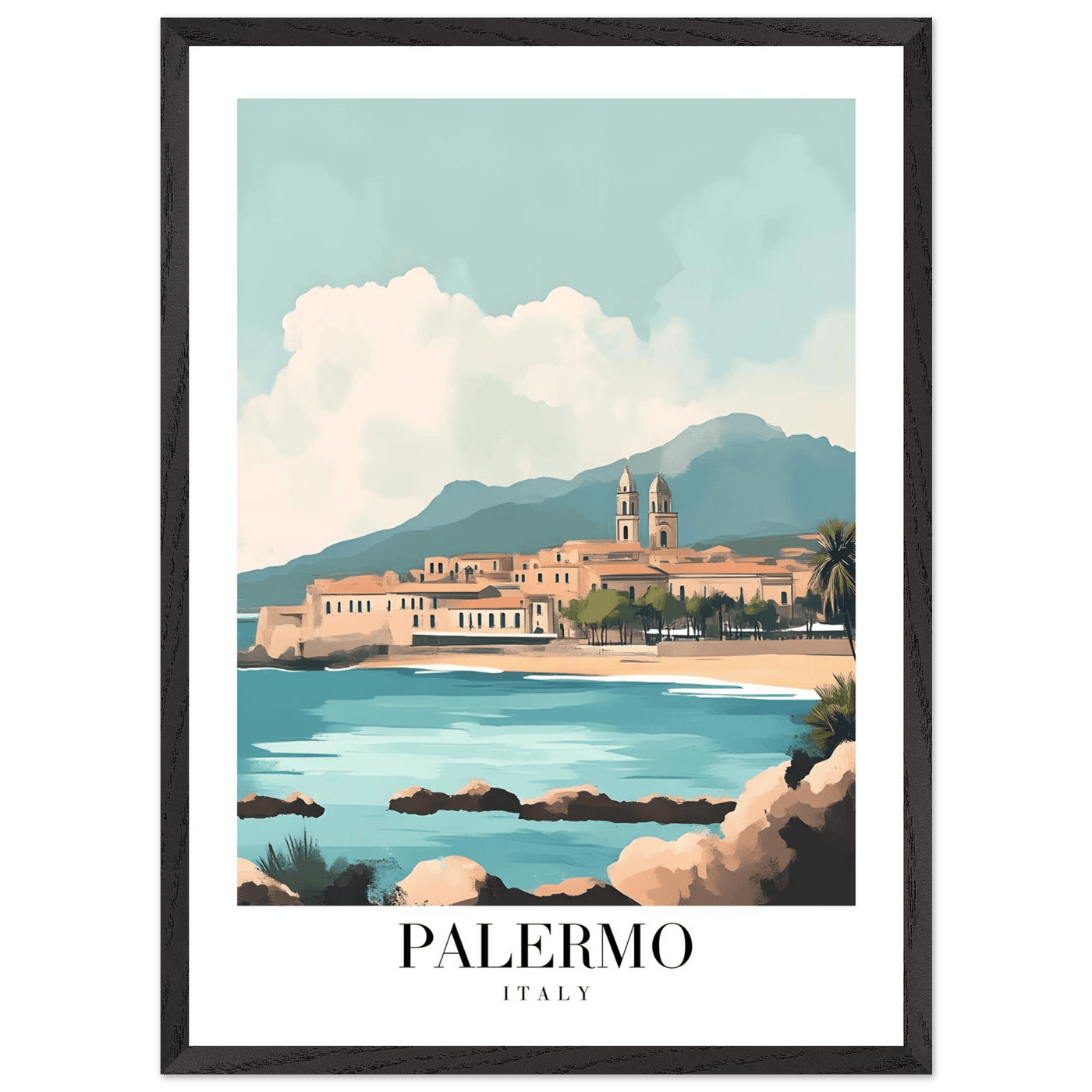 Palermo Italy Framed Poster – Vintage Mediterranean Travel Wall Art in Your Choice of Frame - Vibrantwalls