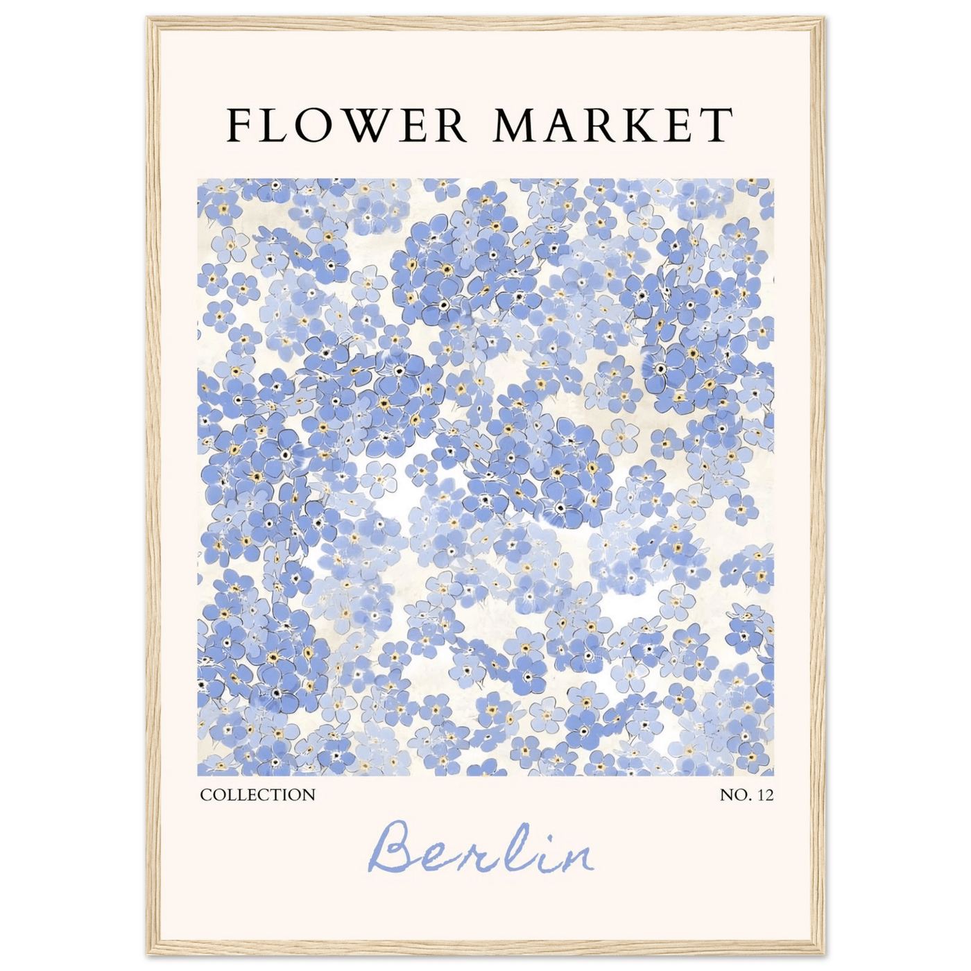 Forget-Me-Not Bloom Framed Poster – Gentle Blue Floral Art Print | Berlin Collection | Ready-to-Hang Wall Art - Vibrantwalls