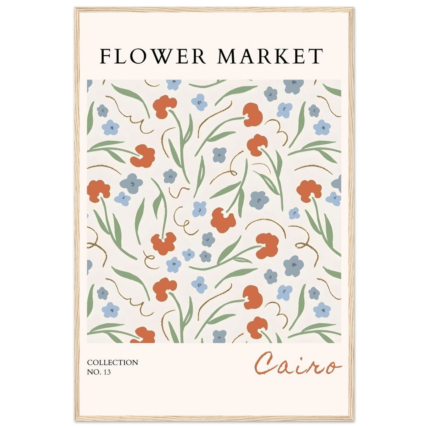 Flower Market Cairo Framed Poster – Abstract Floral Art Print | Earthy Tones & Ready-to-Hang Decor - Vibrantwalls