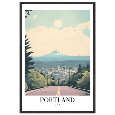 Portland Oregon Framed Poster – Mid-Century Modern Travel Art with Your Choice of Frame - Vibrantwalls