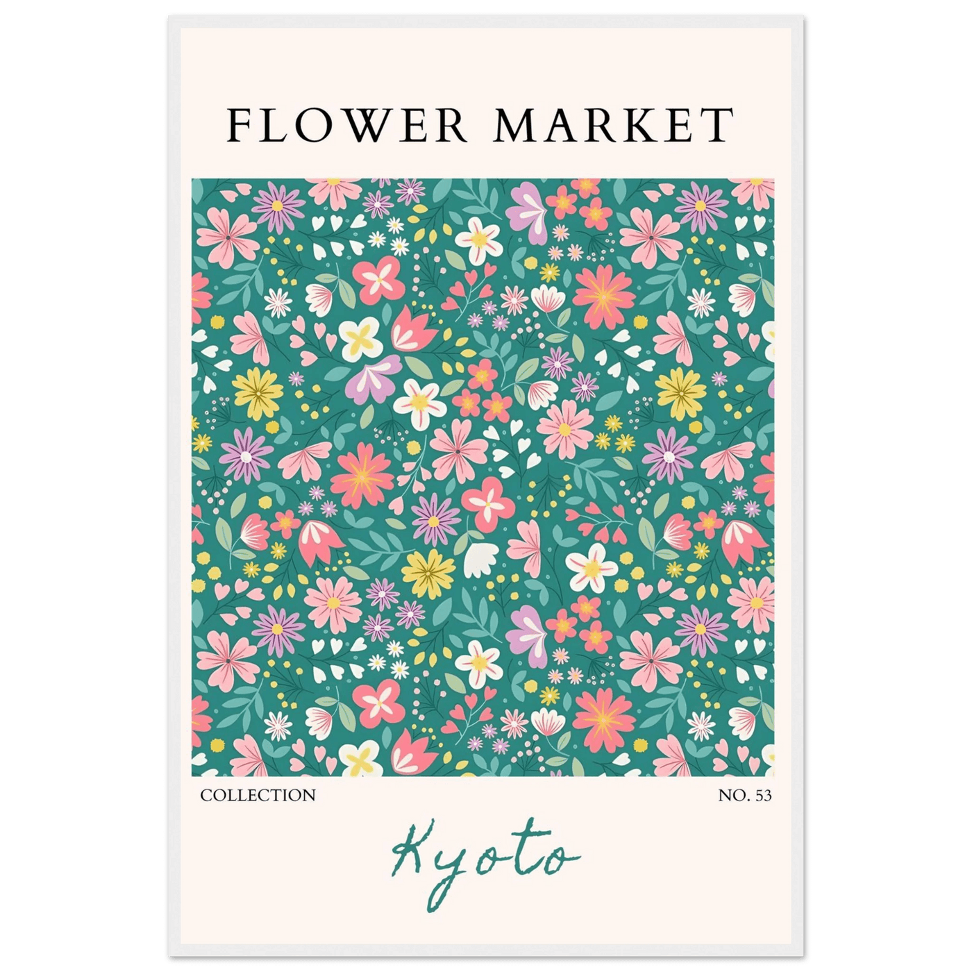 Kyoto Flower Market Framed Poster – Whimsical Floral Art Print for a Touch of Spring | Ready-to-Hang Decor - Vibrantwalls