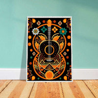 Boho Guitar Dreams Cubism Style Folk Art Design Poster Wall Art - Vibrantwalls