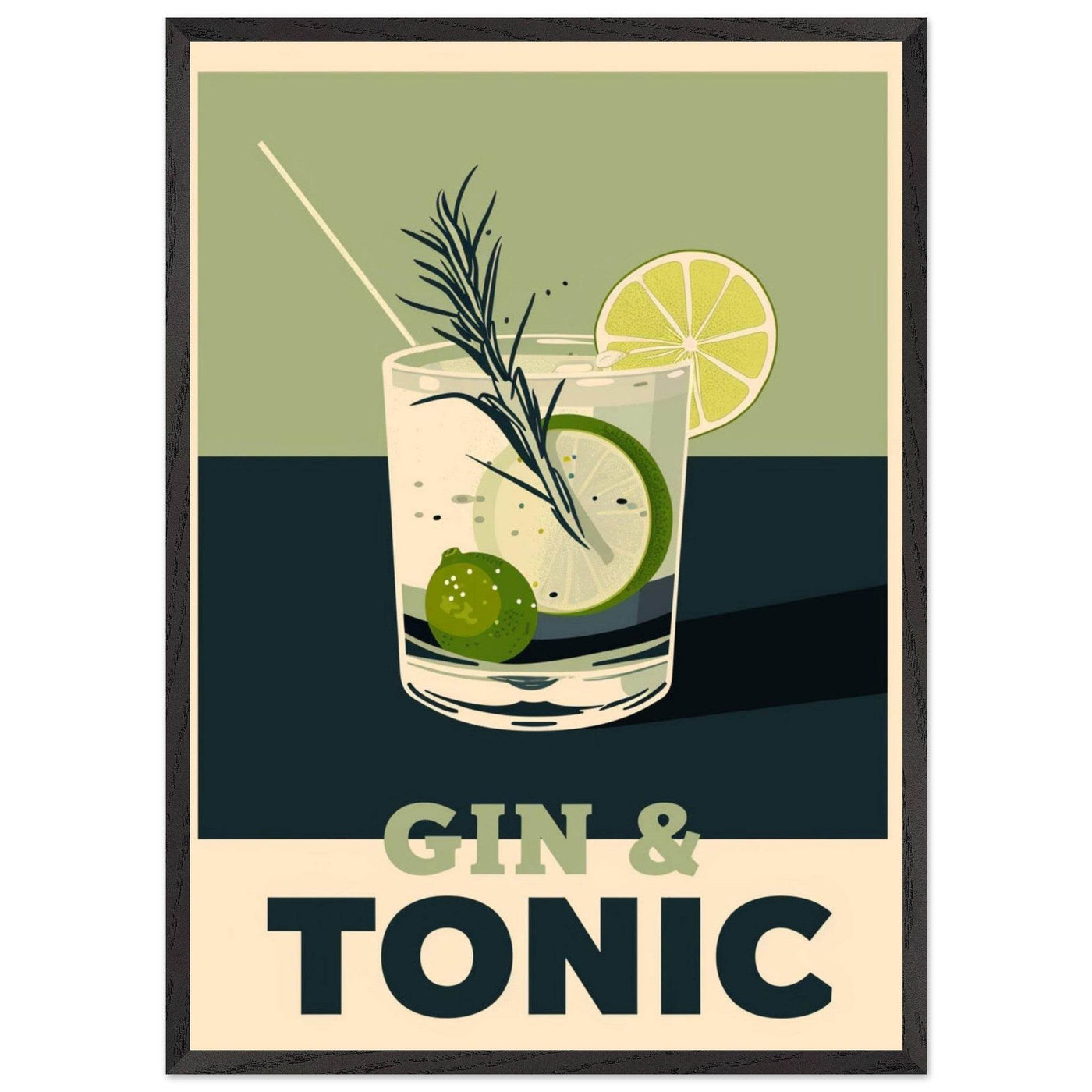 Gin Tonic Cocktail Recipe Contemporary Bar Poster - Vibrantwalls