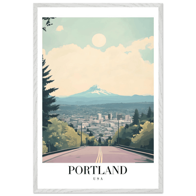 Portland Oregon Framed Poster – Mid-Century Modern Travel Art with Your Choice of Frame - Vibrantwalls