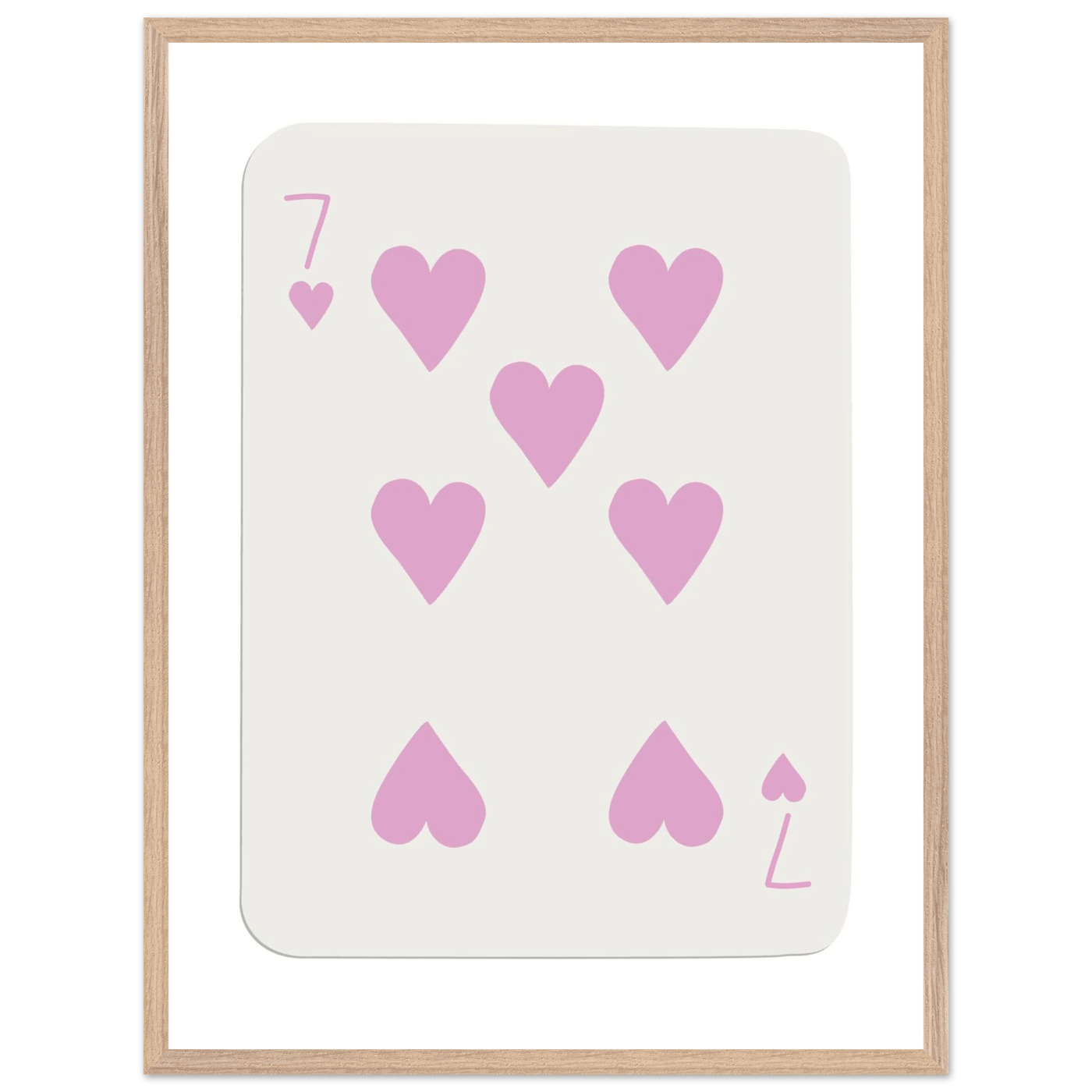 Charming Seven of Hearts Poker Card Print - Mounted Framed Poster Art with Eco-Friendly Wood Frame - Vibrantwalls