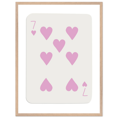Charming Seven of Hearts Poker Card Print - Mounted Framed Poster Art with Eco-Friendly Wood Frame - Vibrantwalls