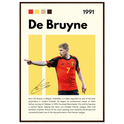 Kevin De Bruyne Football Legend Framed Poster – Vibrant Pop Art Print for Modern Fans 70x100 cm 28x40″ Dark wood frame Vibrantwalls