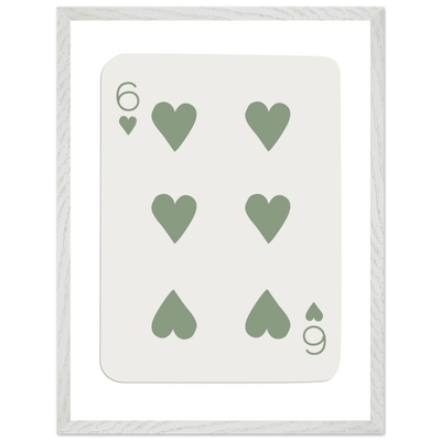 Minimalist Six of Hearts Poker Card Print - Mounted & Framed Art in Eco-Friendly Wood, Choose Your Size & Frame - Vibrantwalls