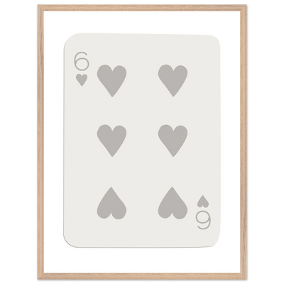 Minimalist Six of Hearts Card Print - Framed Poster Art with Eco-Friendly Wood Frame - Perfect for Modern Decor - Vibrantwalls