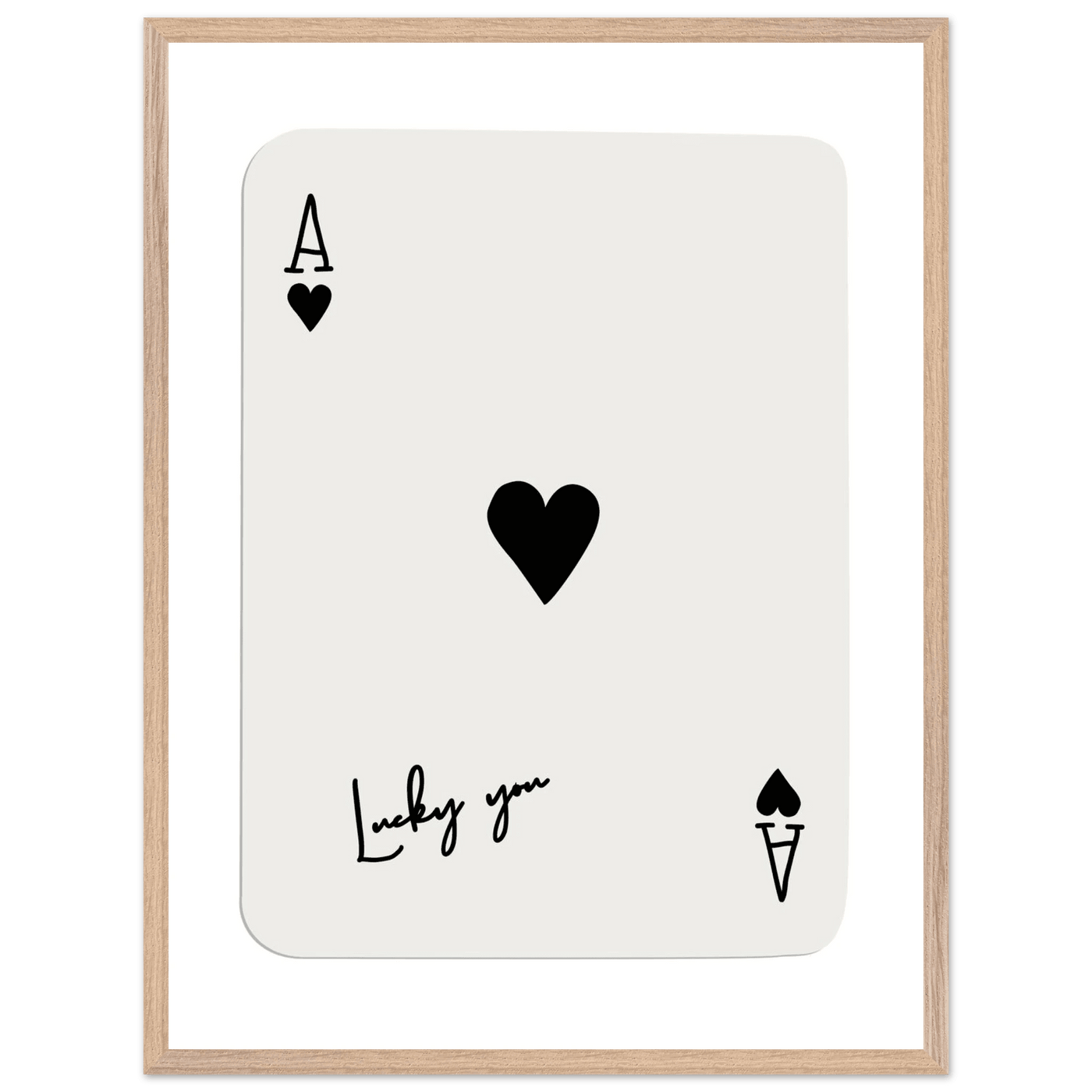 Lucky Ace of Hearts Framed Poster Art - Playful Poker Card Print in Eco-Friendly Wood Frame - Vibrantwalls
