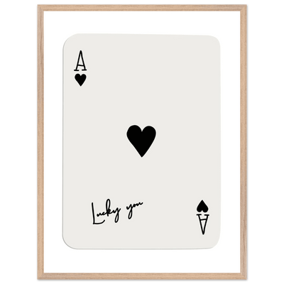 Lucky Ace of Hearts Framed Poster Art - Playful Poker Card Print in Eco-Friendly Wood Frame - Vibrantwalls