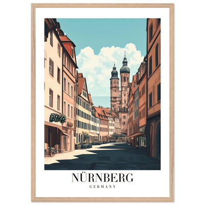 Nürnberg Germany Framed Poster – Vintage European Street Scene Wall Art with Wooden Frame - Vibrantwalls