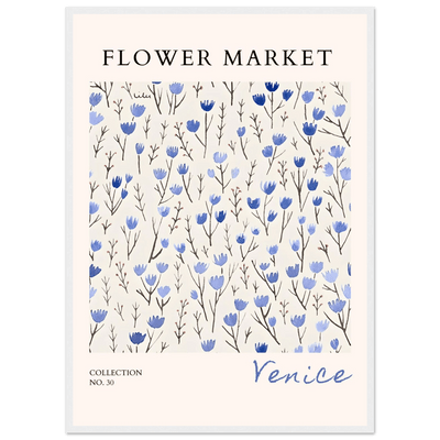 Venice Flower Market Framed Poster – Serene Blue Floral Art Print | Ready-to-Hang Wall Decor - Vibrantwalls