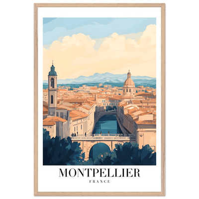 Montpellier France Framed Poster – Vintage Travel Wall Art with Wooden Frame - Vibrantwalls