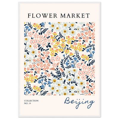 Flower Market Beijing Framed Poster – Whimsical Floral Art Print in Pastel Hues | Ready-to-Hang Wall Decor - Vibrantwalls