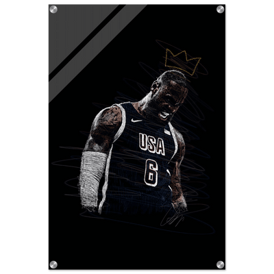 LeBron James 'King' Sketch Acrylic Print – Dynamic, Modern Sports Wall Art in Multiple Sizes - Vibrantwalls