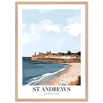 St Andrews Scotland Framed Poster – Coastal Town Wall Art with Wooden Frame - Vibrantwalls