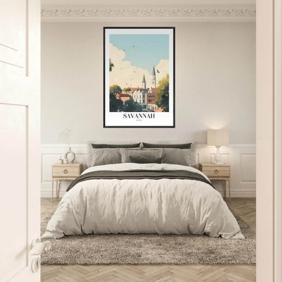 Savannah USA Framed Poster – Charming Cityscape Wall Art with Wooden Frame - Vibrantwalls