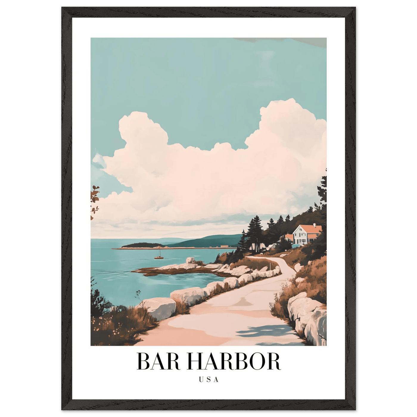 Bar Harbor Maine Framed Poster – Coastal Charm Wall Art with Wooden Frame - Vibrantwalls