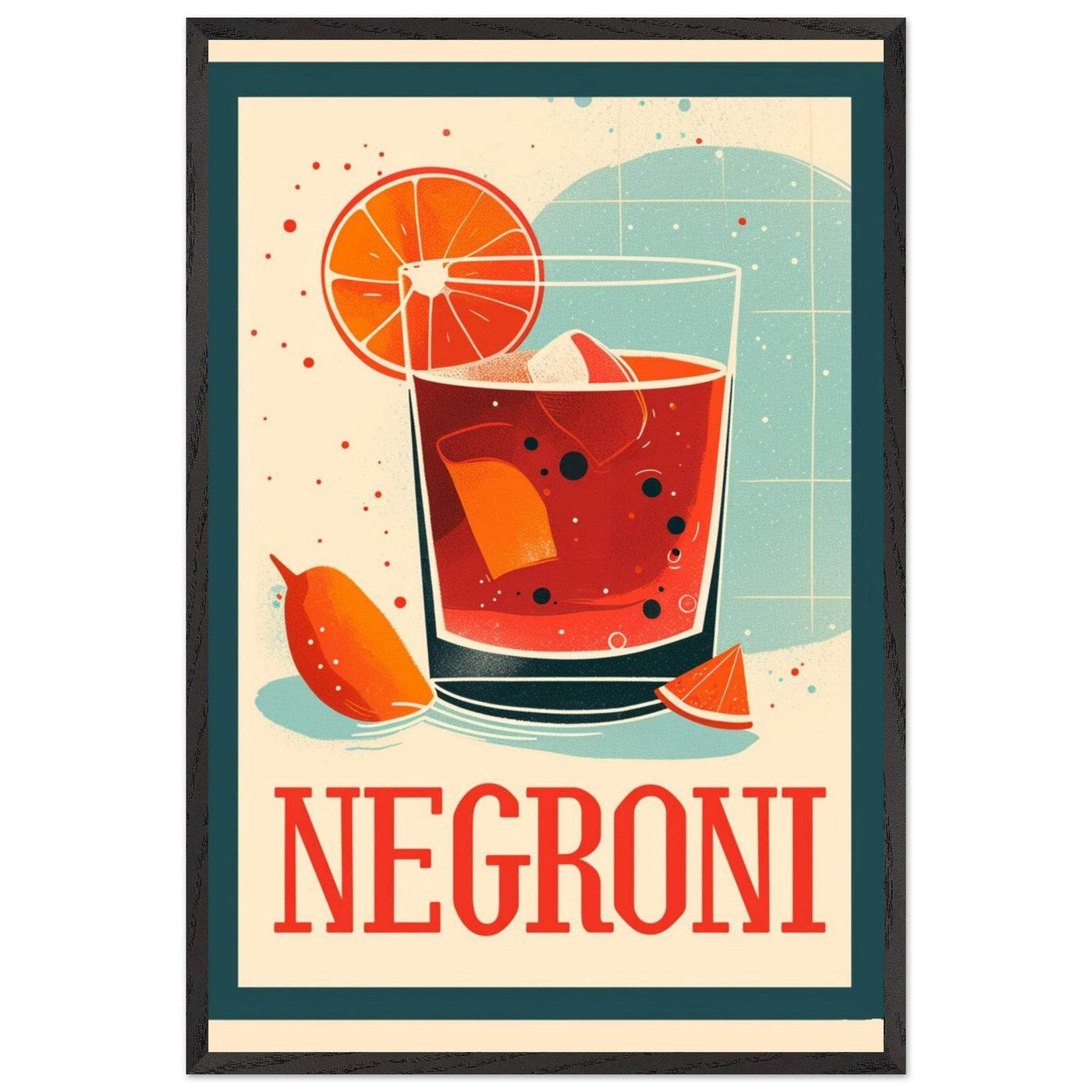 Retro Negroni Cocktail Recipe Art Print - Vibrantwalls