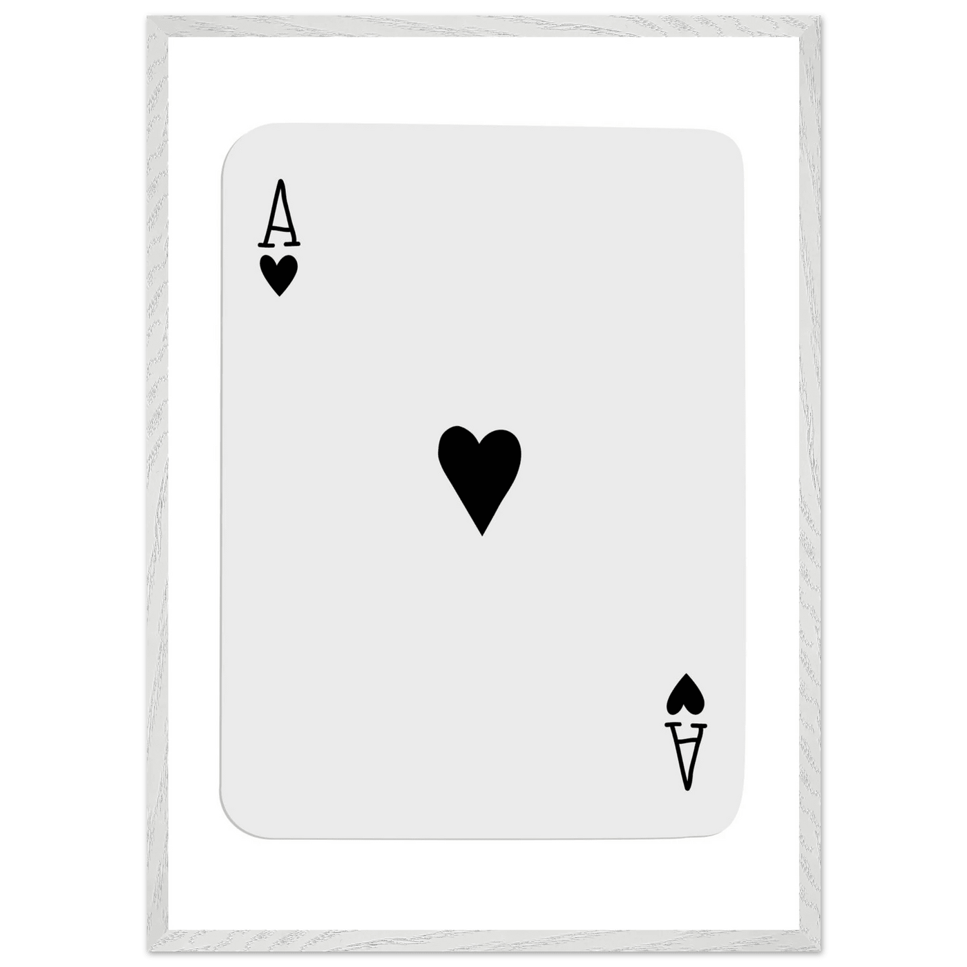 Ace of Hearts Minimalist Poker Card Art - Eco-Friendly Mounted Framed Poster, Choice of Frame Finish & Size - Vibrantwalls